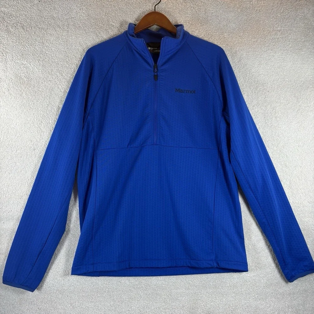 Marmot Leconte Fleece Pullover Size XL Blue 1/2 Zip Grid Stretch Gorpcore Hiking